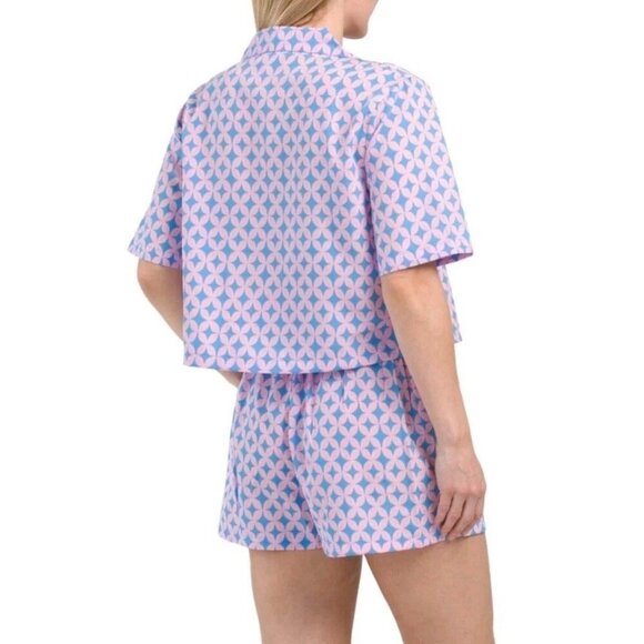 Sigrid Olsen Sleepwear Women Medium Pink Blue Button Pajama Top Only India - Picture 10 of 10